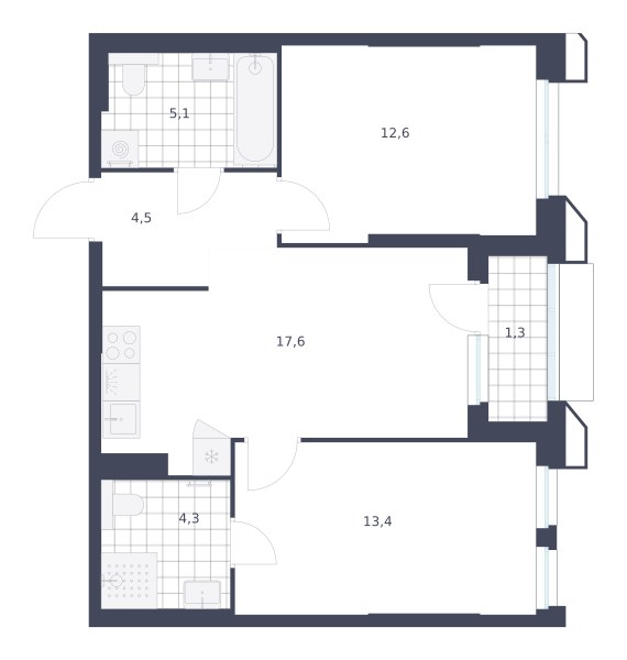 Планировка 58.8 м²