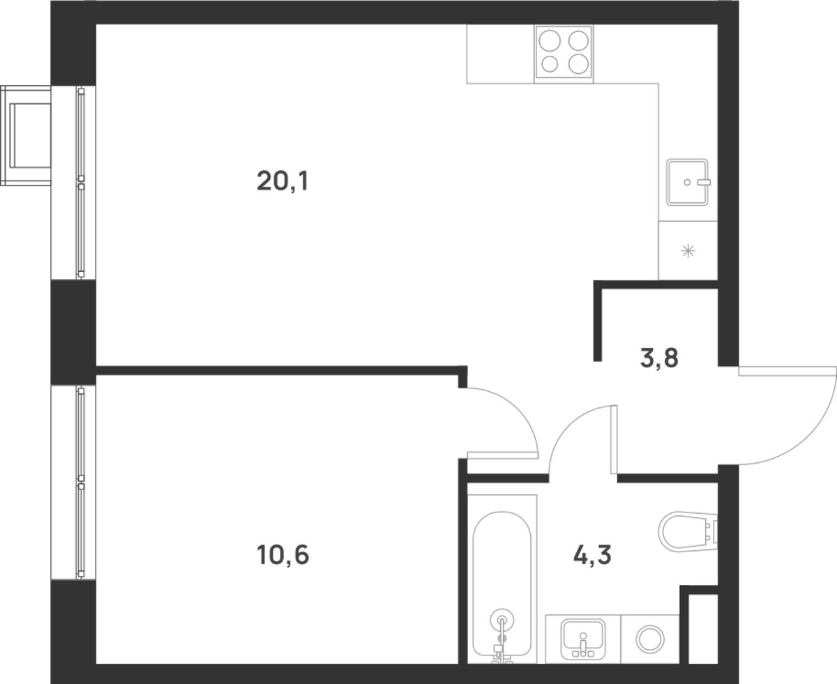 Планировка 38.8 м²