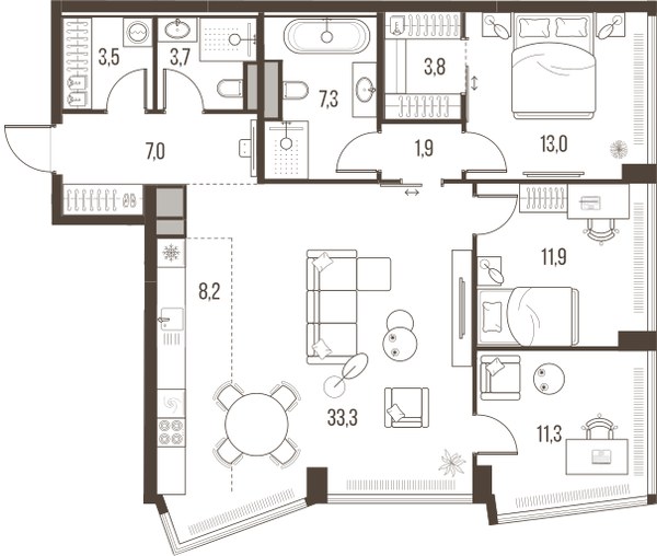 Планировка 105.0 м²
