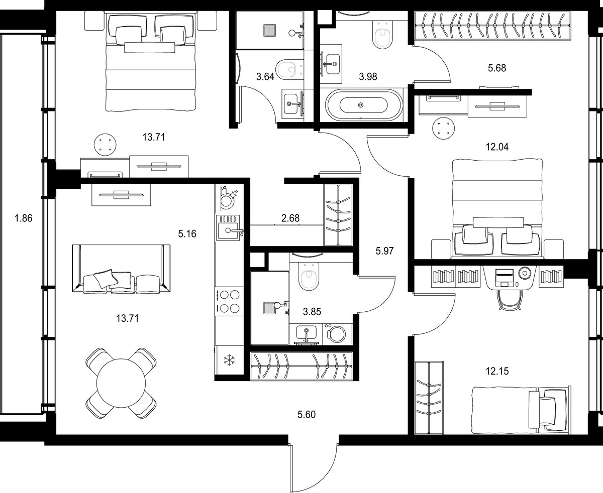 Планировка 90.03 м²