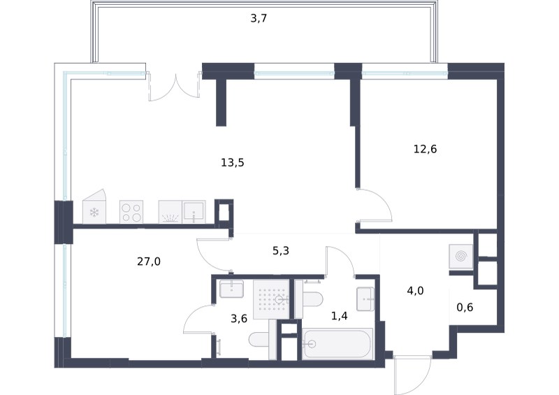 Планировка 75.8 м²