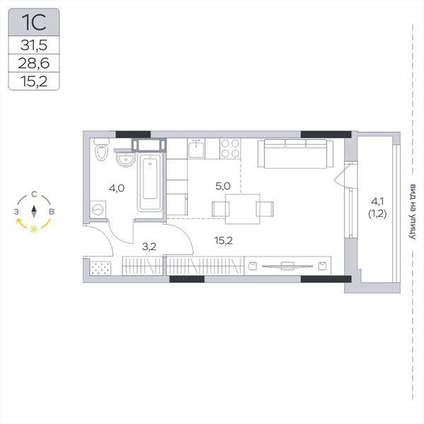 Планировка 28.8 м²
