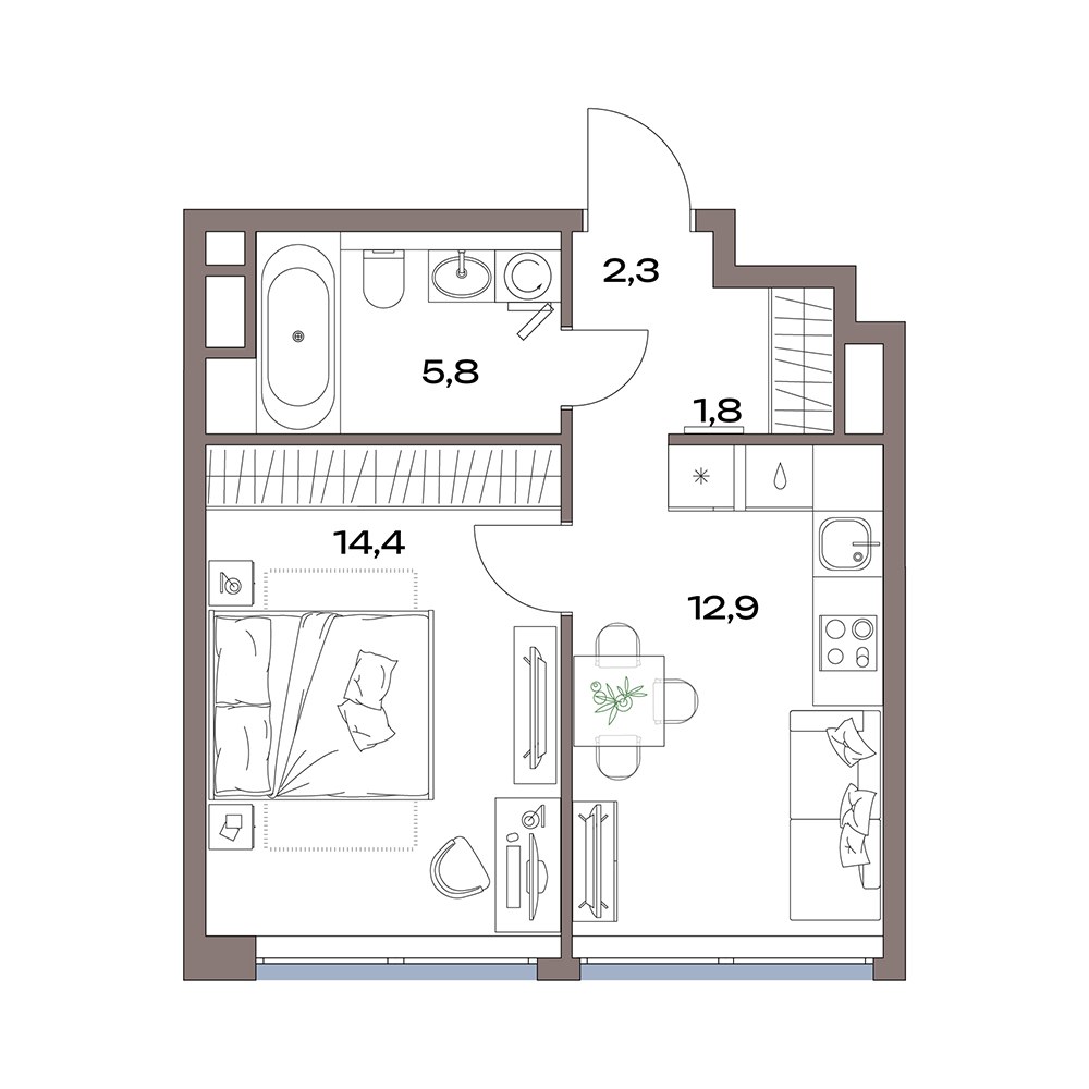 Планировка 37.2 м²