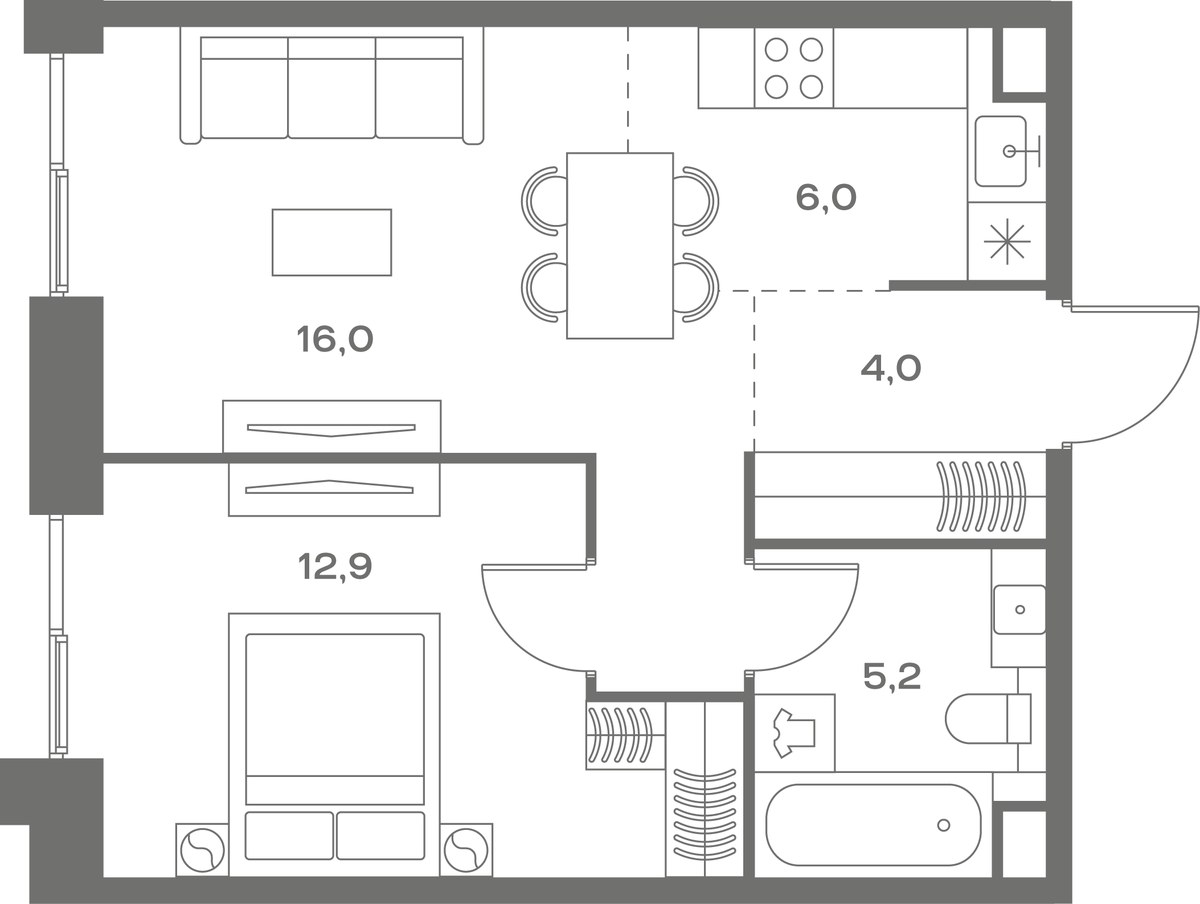 Планировка 44.1 м²