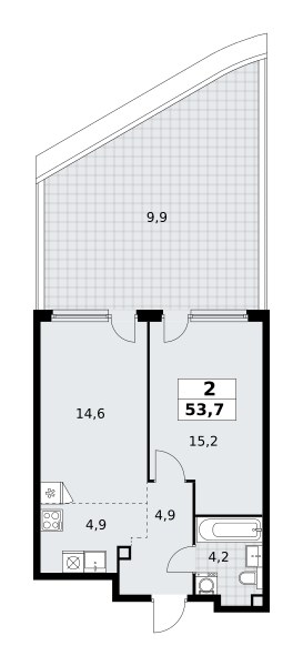 Планировка 53.7 м²