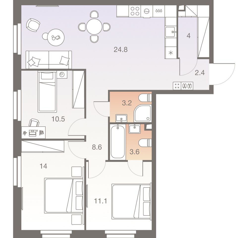 Планировка 82.8 м²
