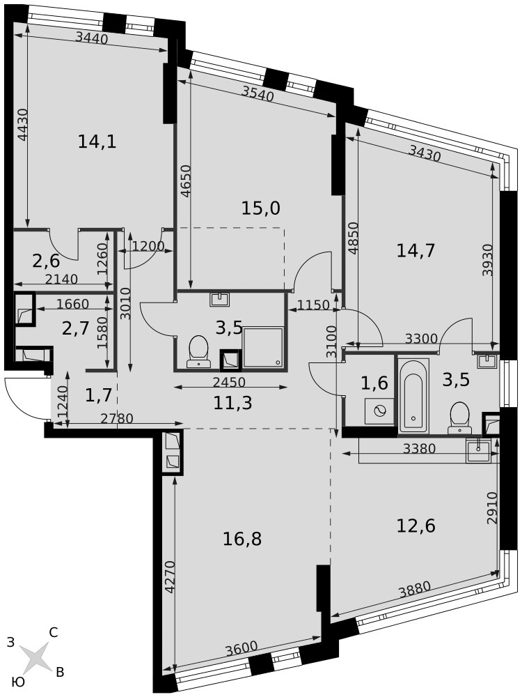 Планировка 100.1 м²