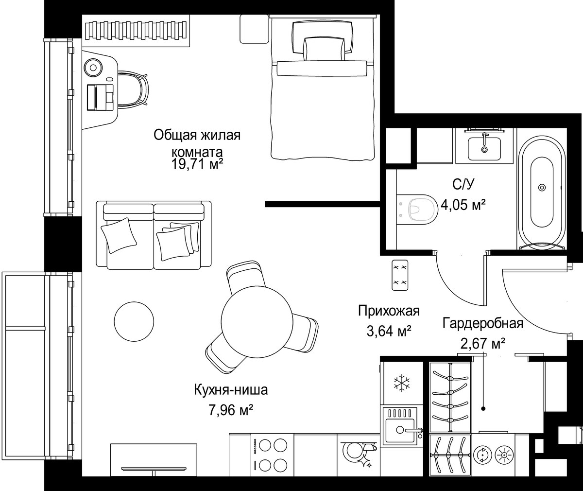 Планировка 38.08 м²