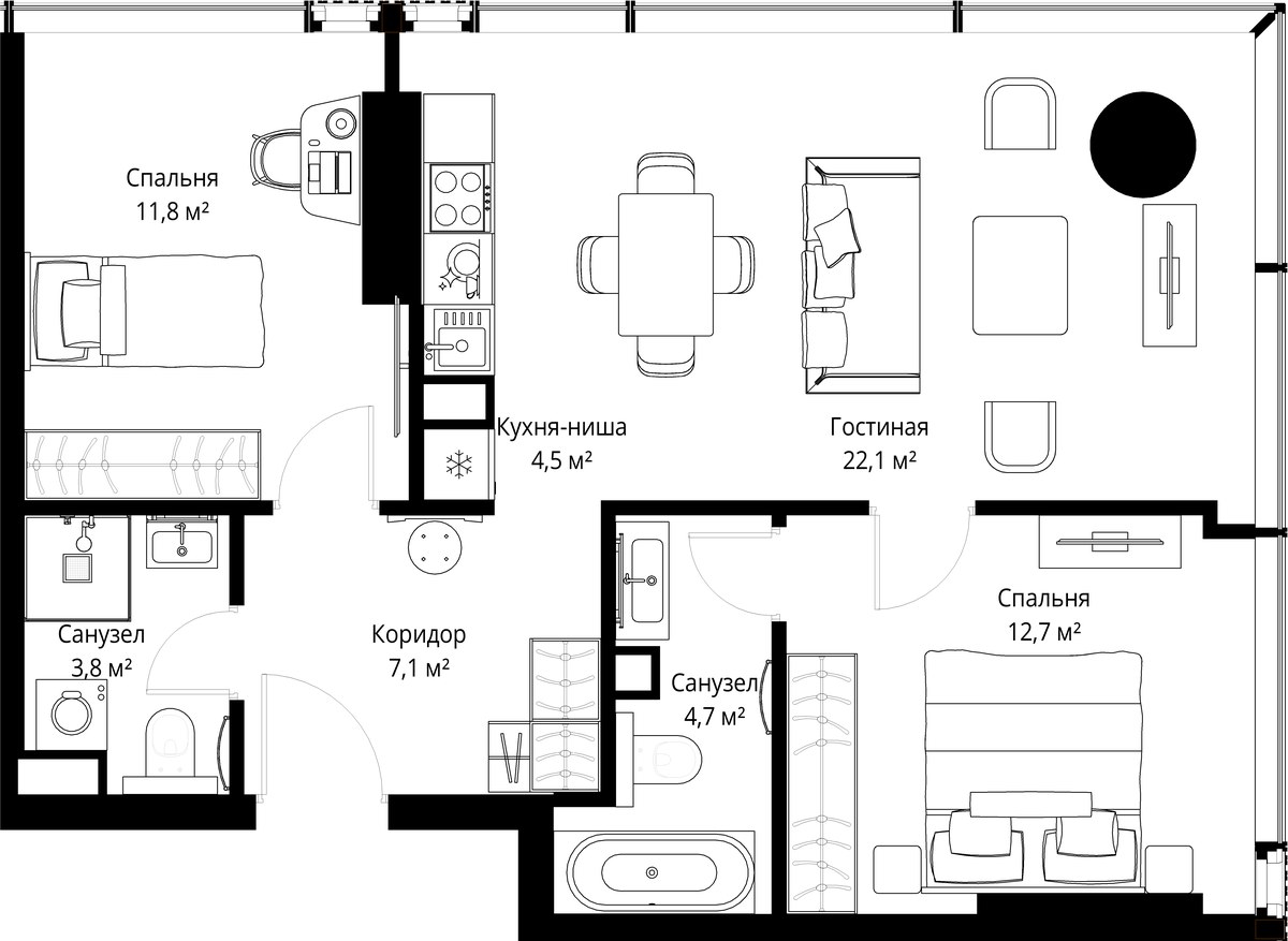 Планировка 66.7 м²