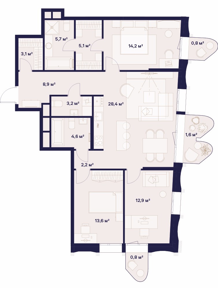 Планировка 105.1 м²