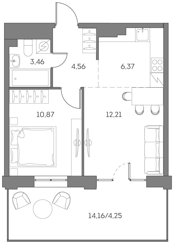 Планировка 41.72 м²