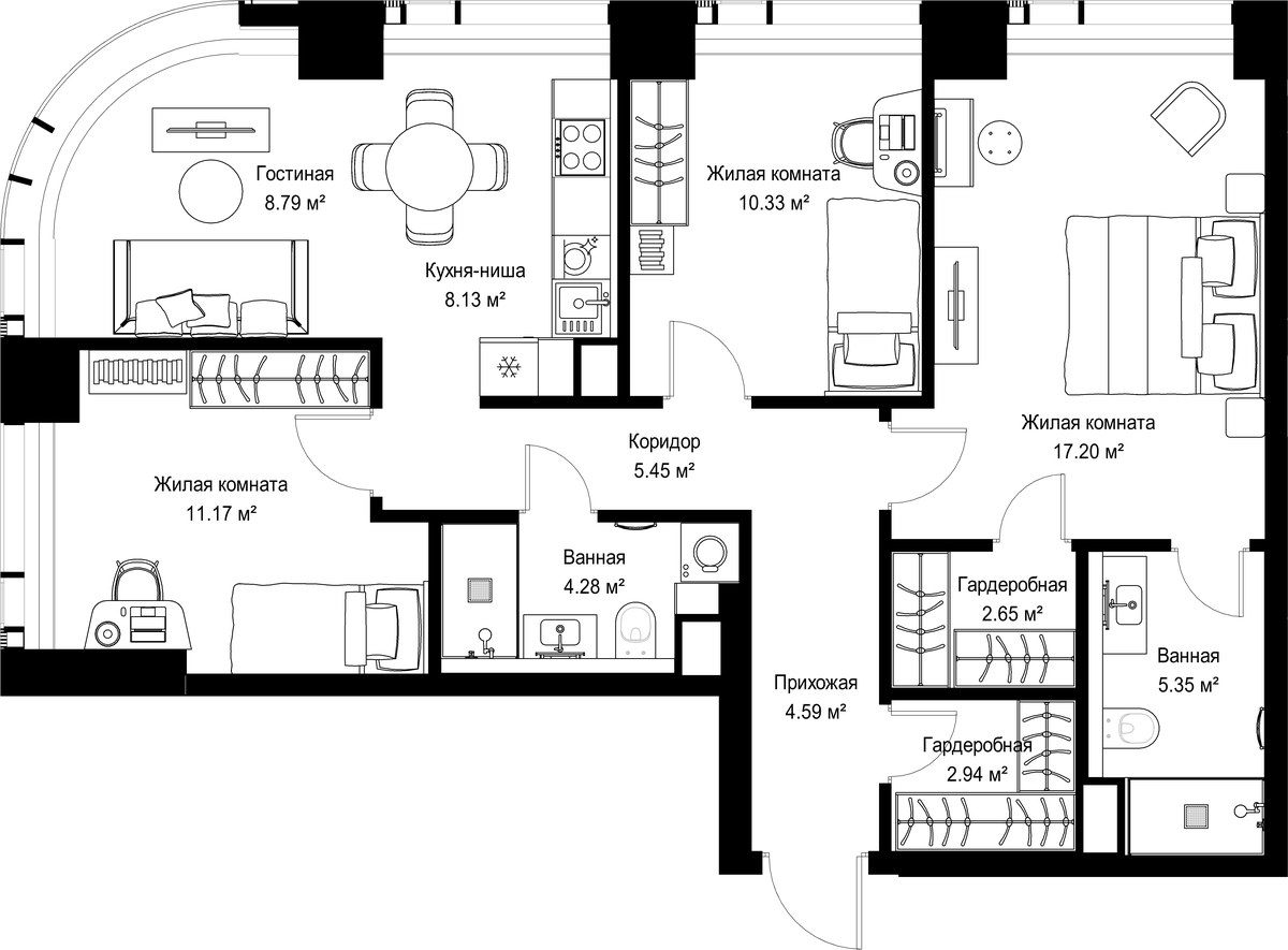 Планировка 80.88 м²