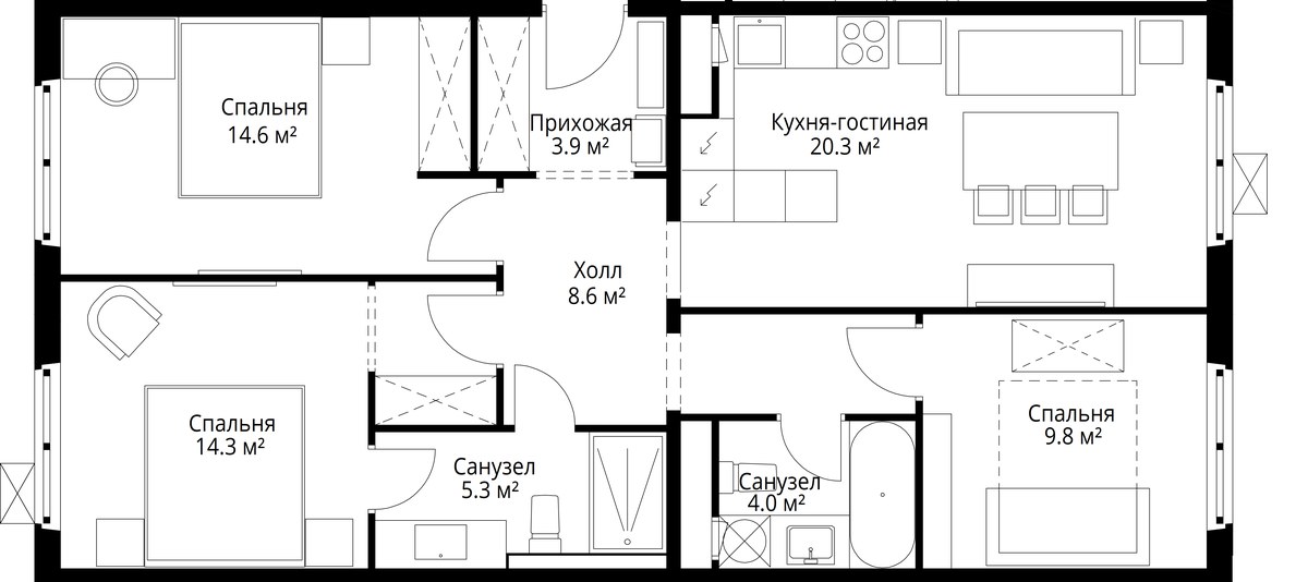 Планировка 80.8 м²