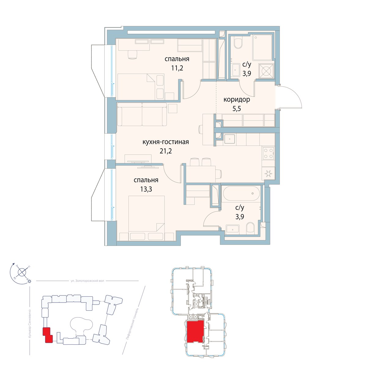 Планировка 59.0 м²