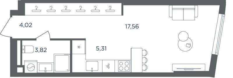 Планировка 30.71 м²