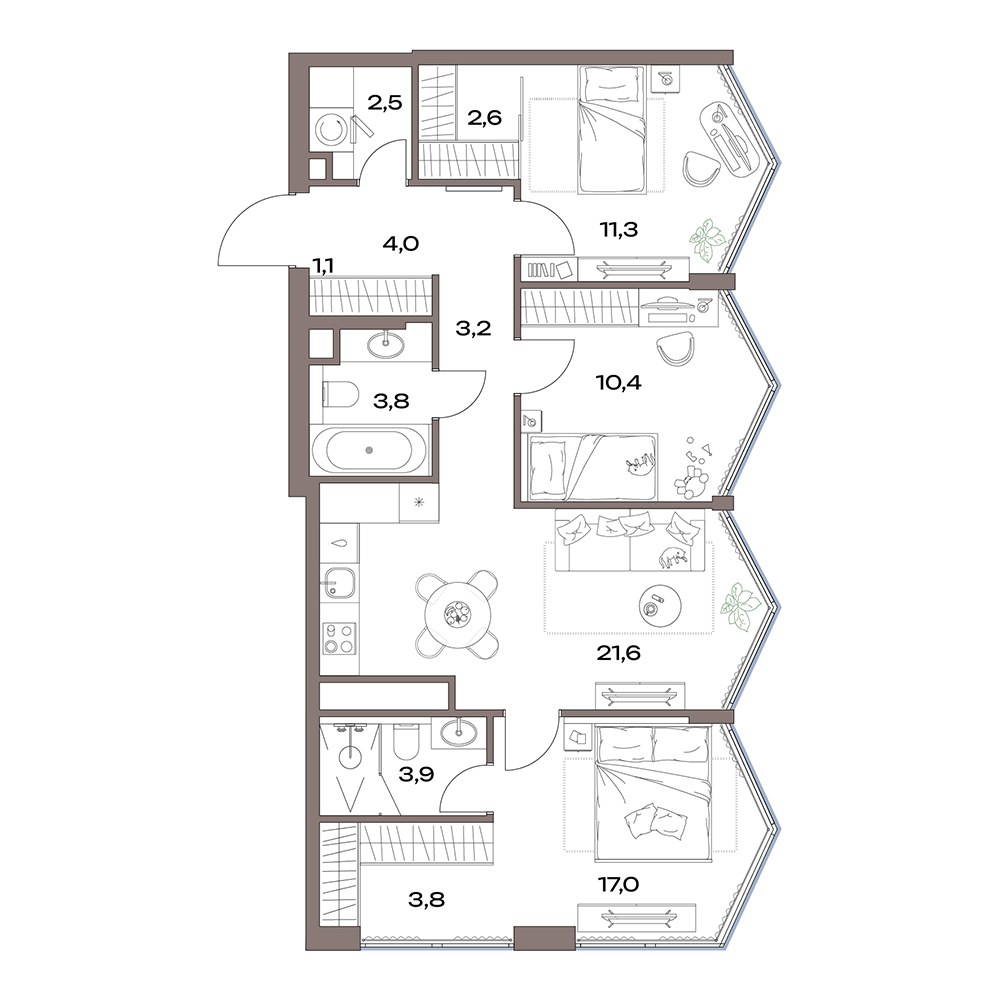Планировка 81.4 м²