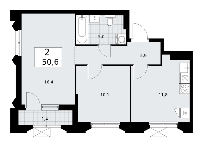 Планировка 50.6 м²