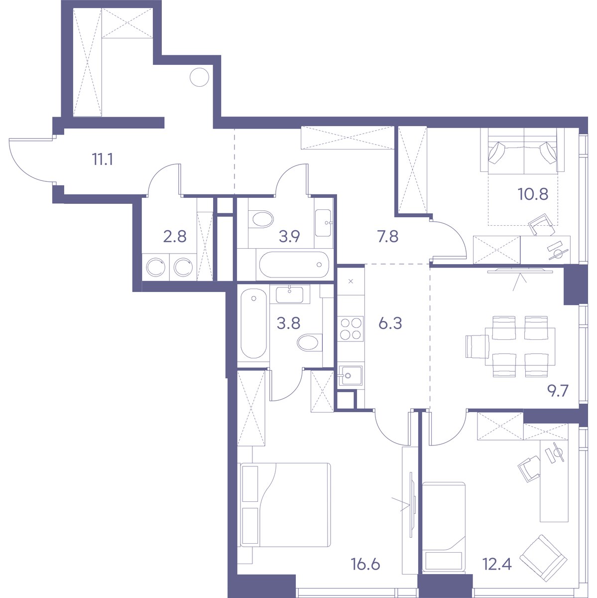 Планировка 85.2 м²