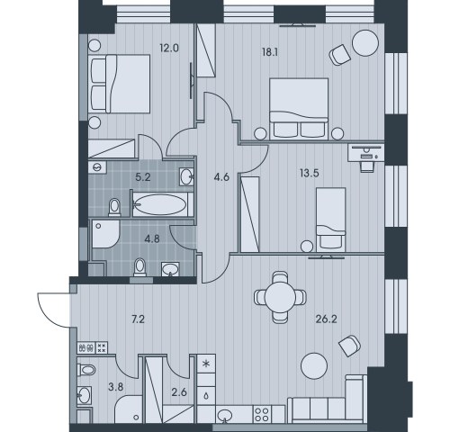 Планировка 98.0 м²