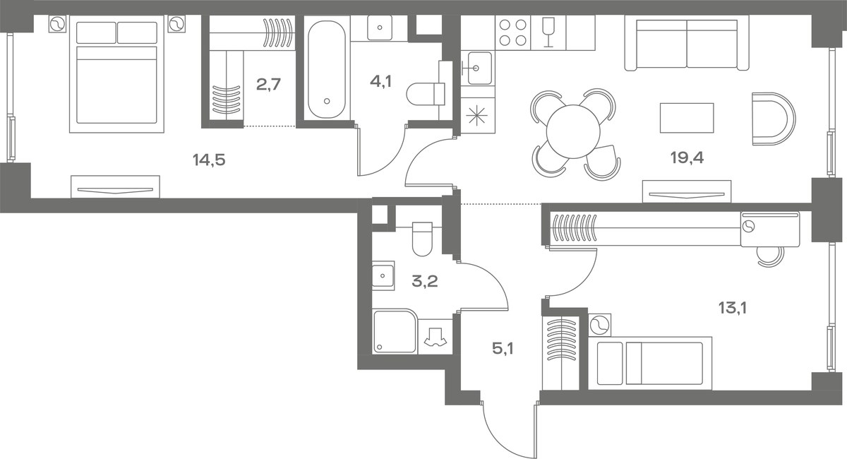 Планировка 93.3 м²