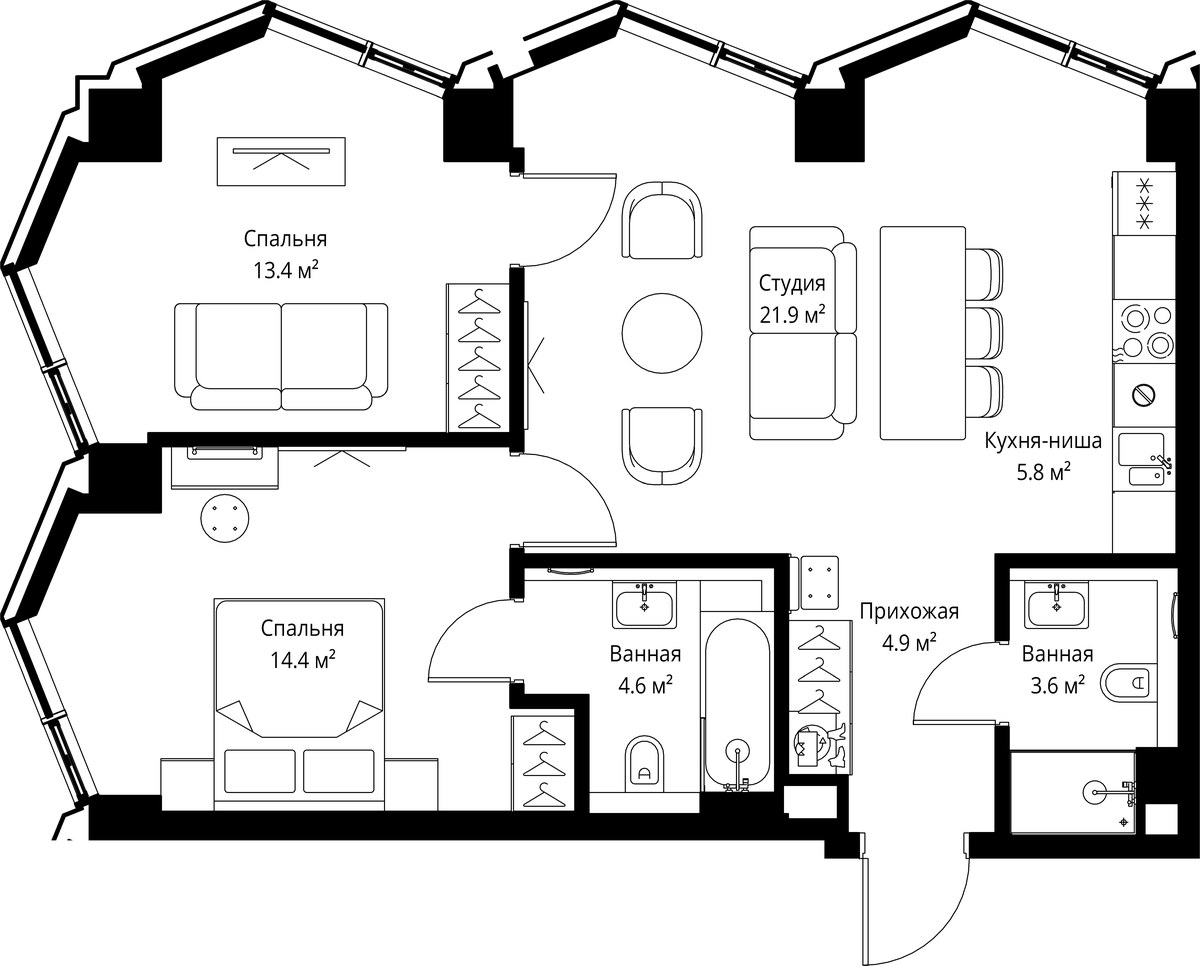 Планировка 68.6 м²