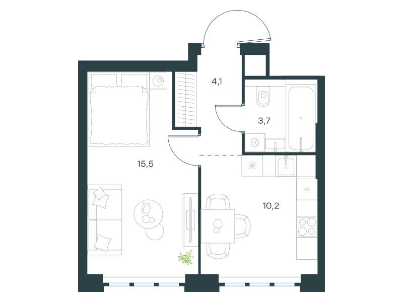Планировка 33.5 м²
