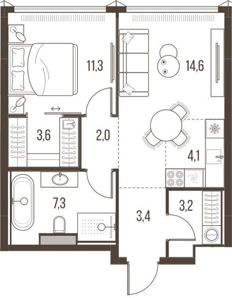 Планировка 49.8 м²