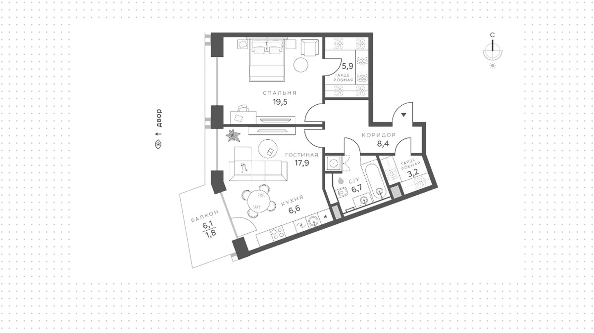 Планировка 70.0 м²