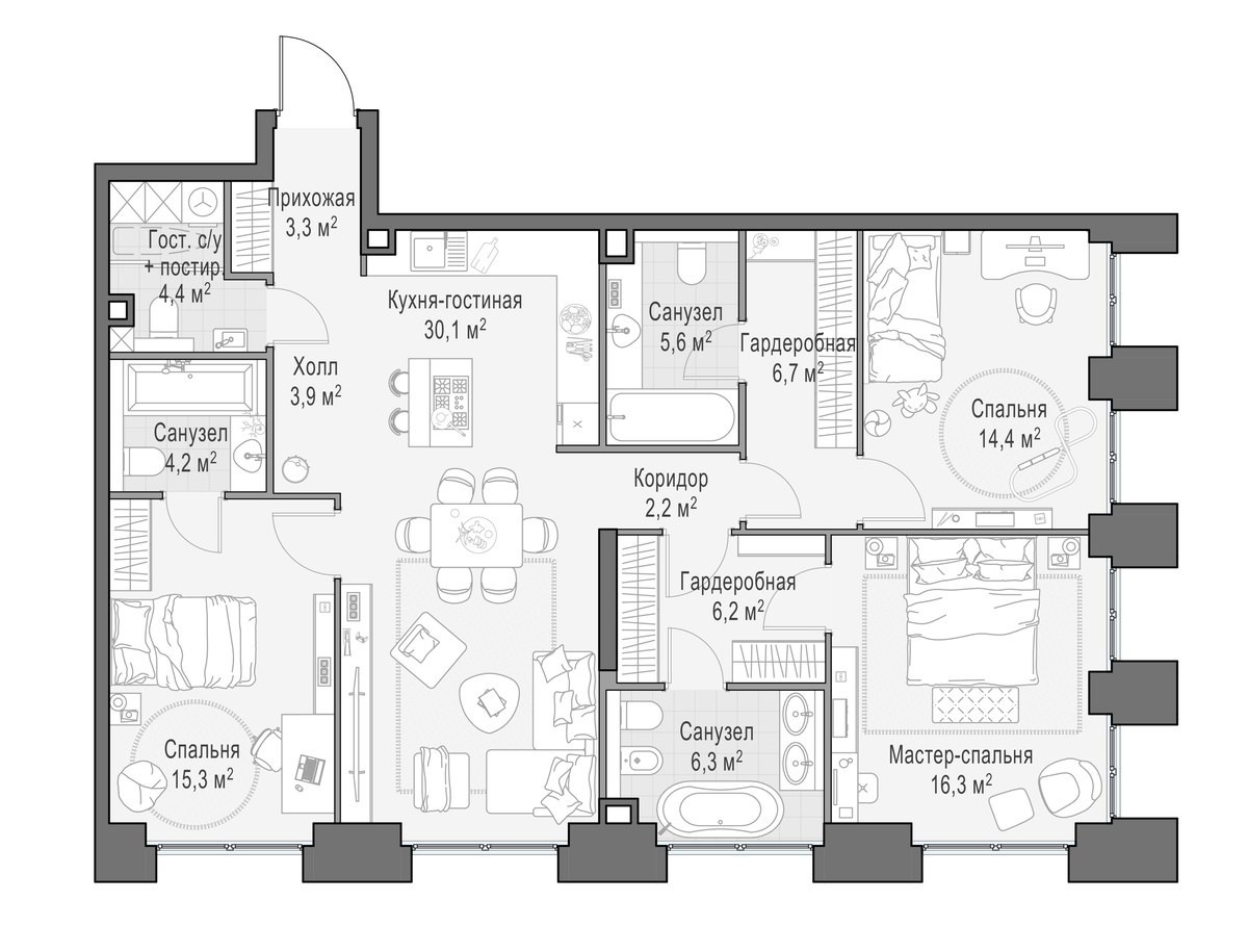 Планировка 119.8 м²