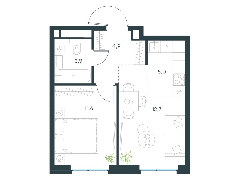Планировка 38.1 м²