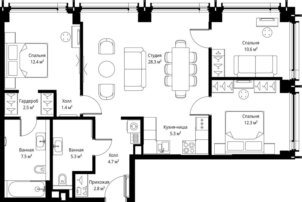 Планировка 93.1 м²