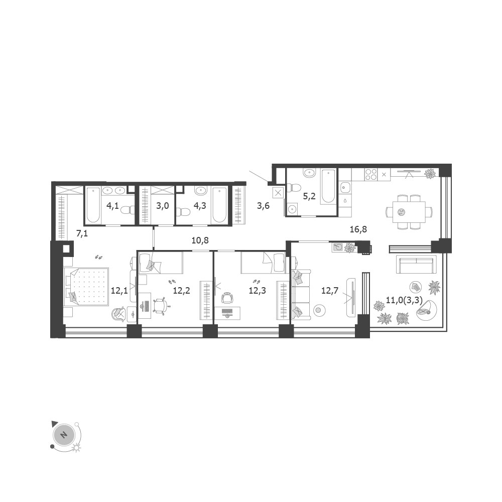 Планировка 107.2 м²