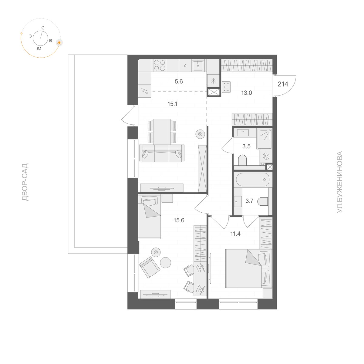 Планировка 67.9 м²