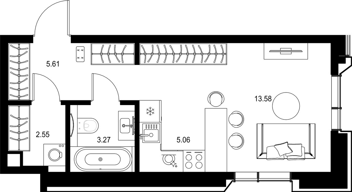 Планировка 30.07 м²