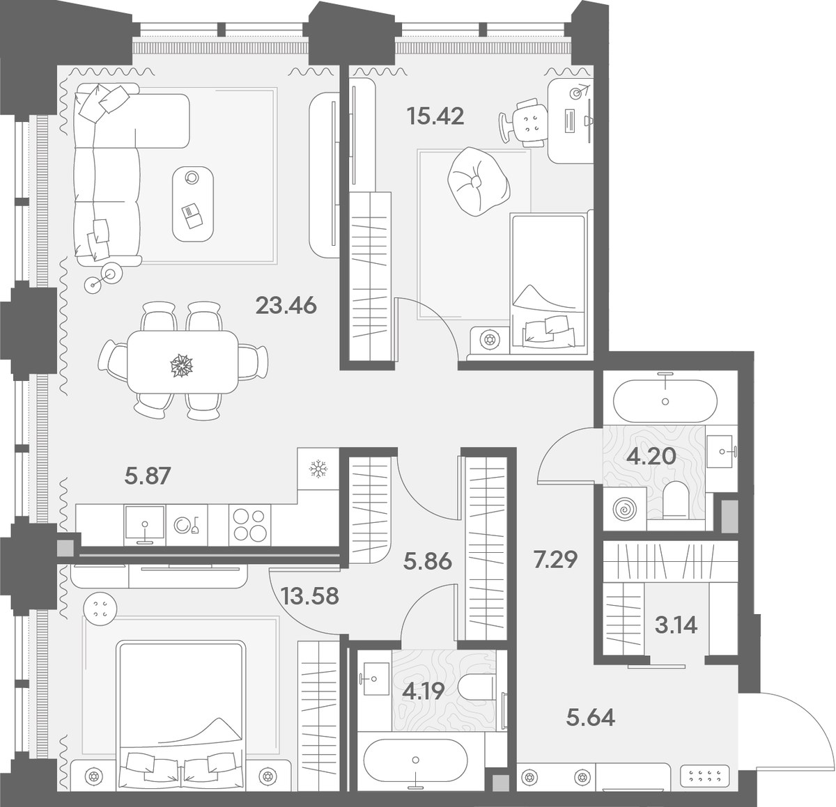 Планировка 88.67 м²