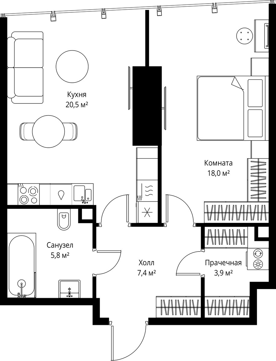 Планировка 55.6 м²