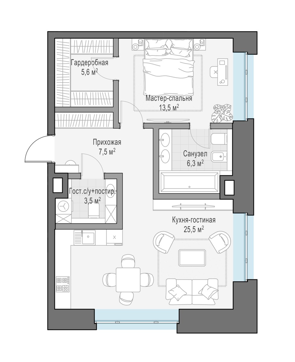 Планировка 65.2 м²