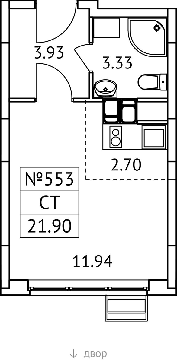 Планировка 21.9 м²