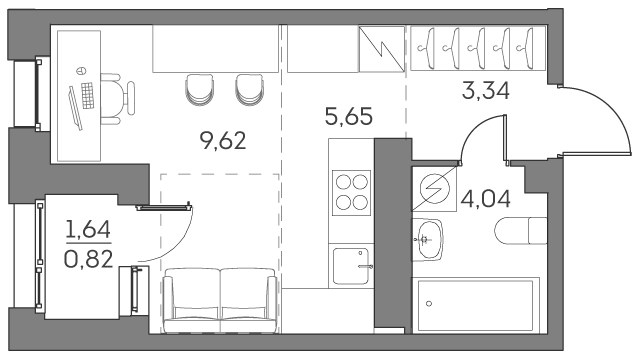 Планировка 23.47 м²