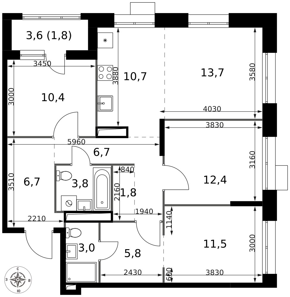 Планировка 88.3 м²