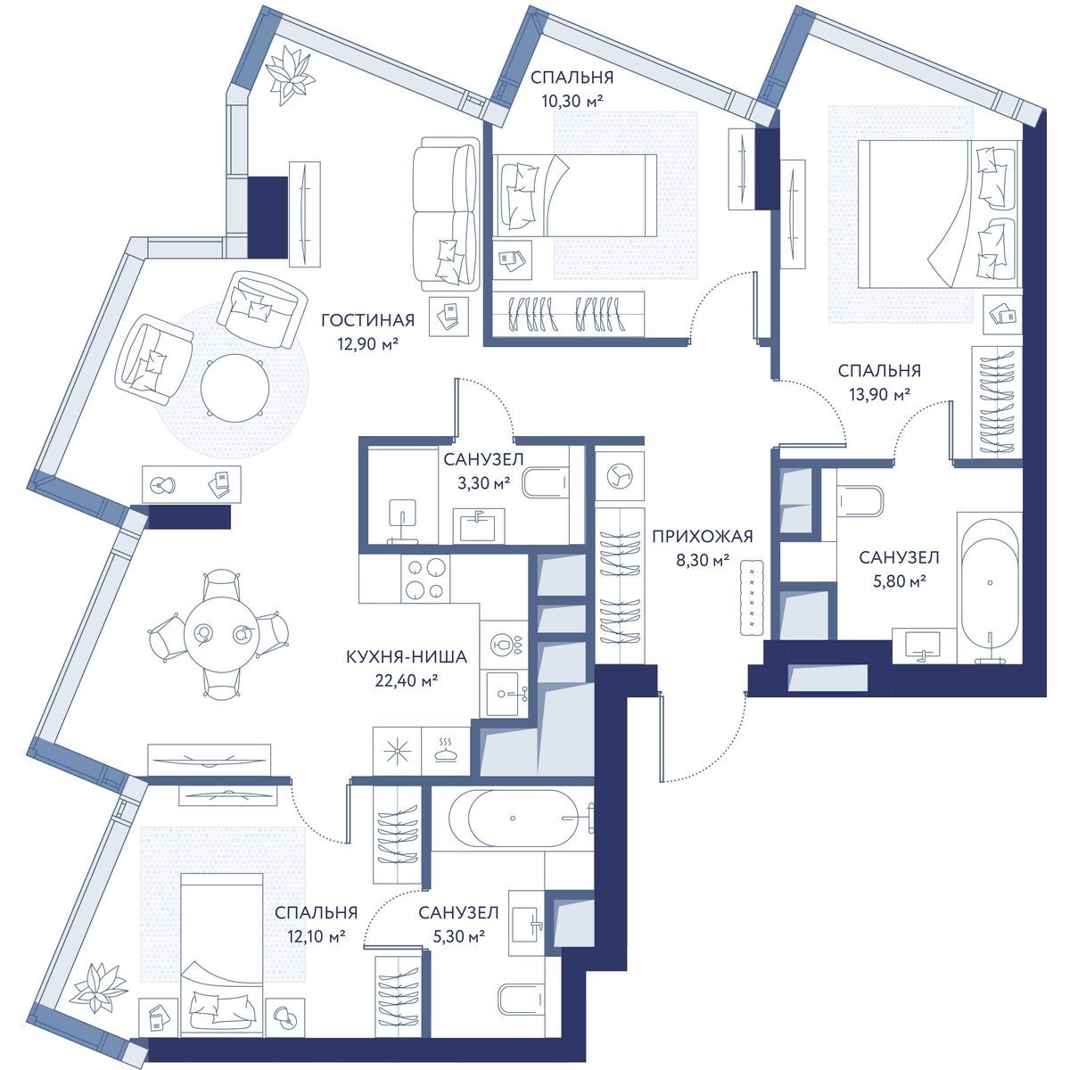 Планировка 94.3 м²