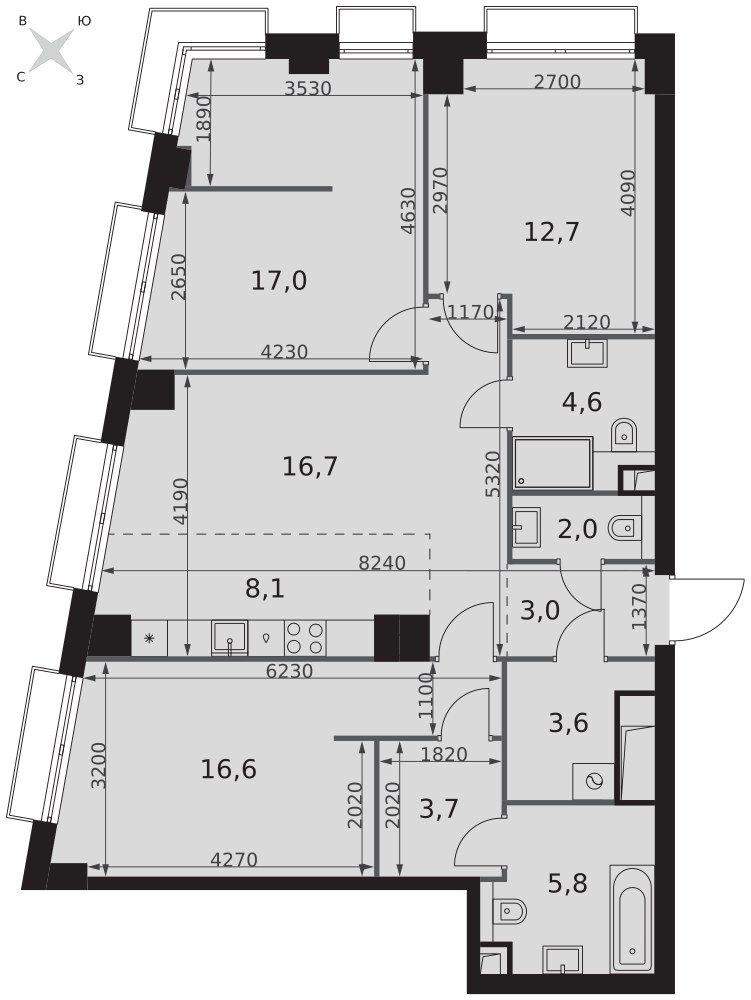 Планировка 93.8 м²