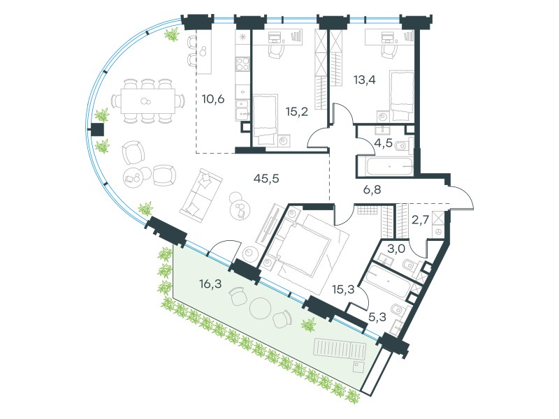 Планировка 127.2 м²