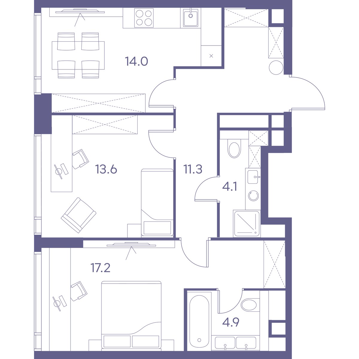 Планировка 65.1 м²