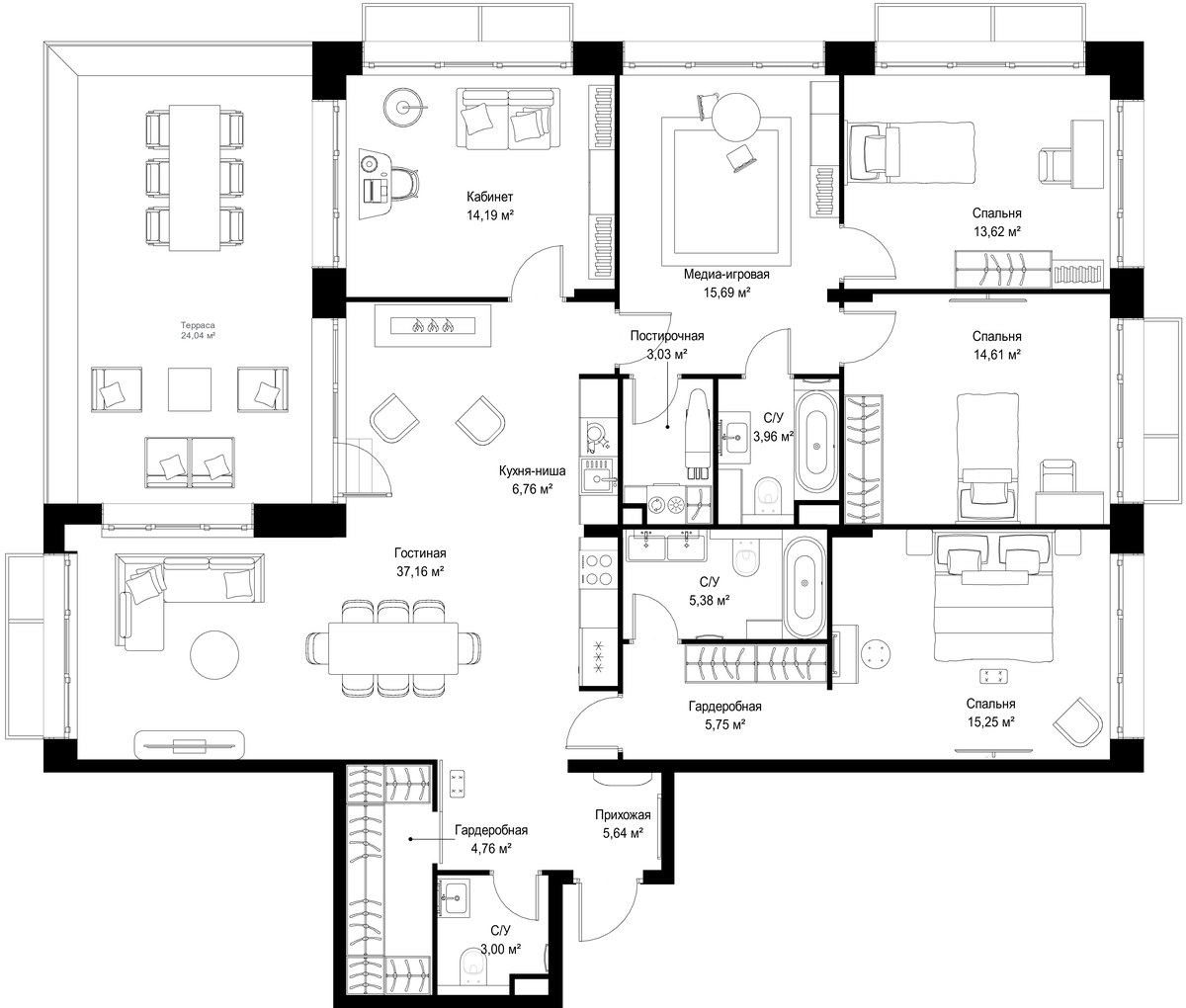 Планировка 155.4 м²