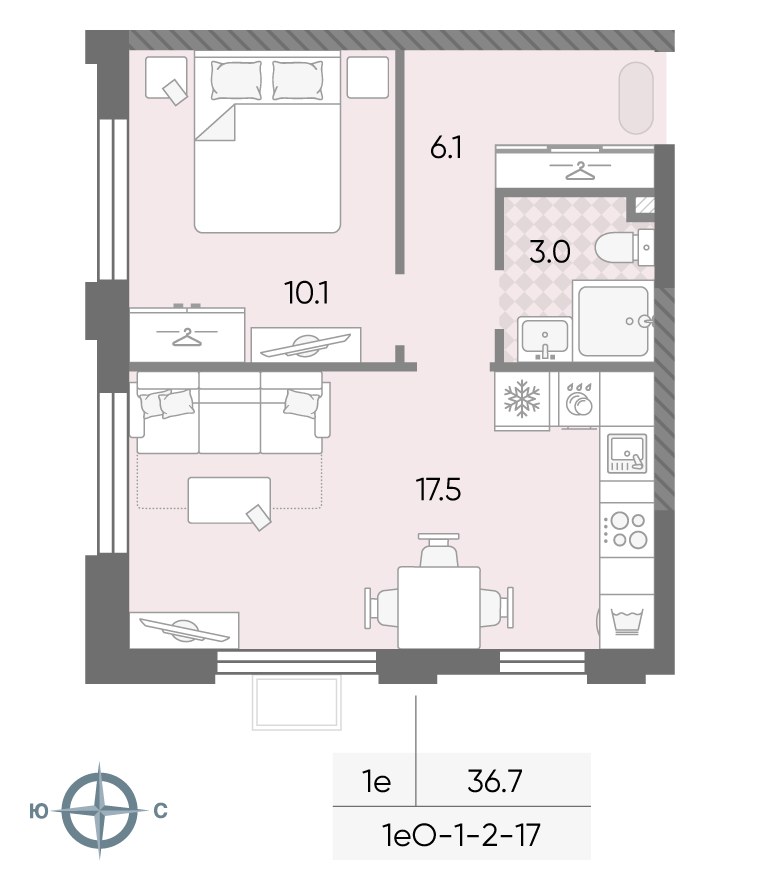 Планировка 36.7 м²