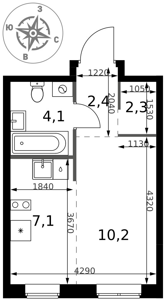 Планировка 26.1 м²