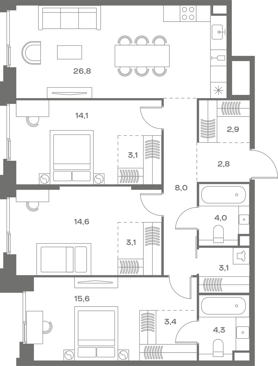 Планировка 105.8 м²