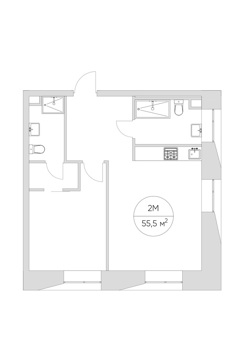 Планировка 55.5 м²