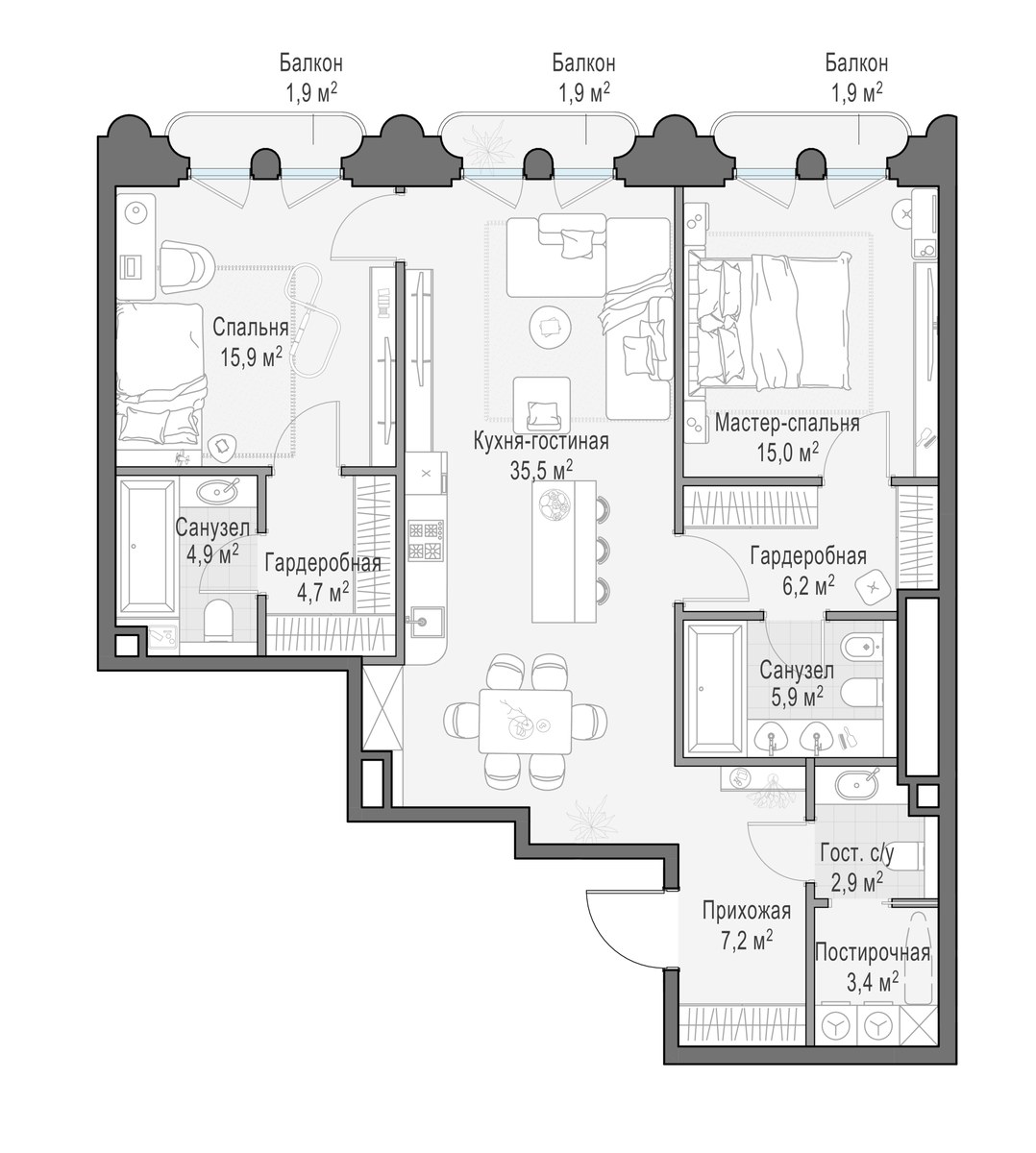 Планировка 103.4 м²
